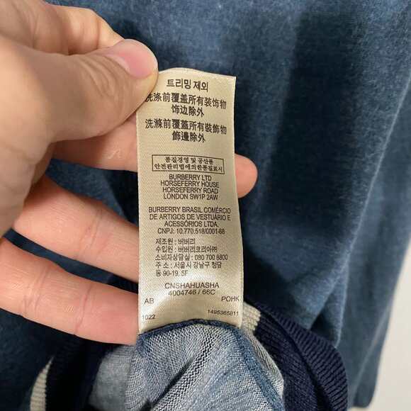 Burberry London Silk Blend Knit Crewneck Sweater Blue Men's size S - Picture 7 of 8